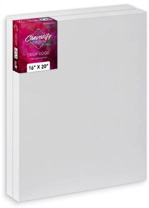 Canvasify Deep Edge Stretched Canvas 16" x 20" (Pack of 2) Cotton Medium Grain Stretched Canvas Board (Set of 2)