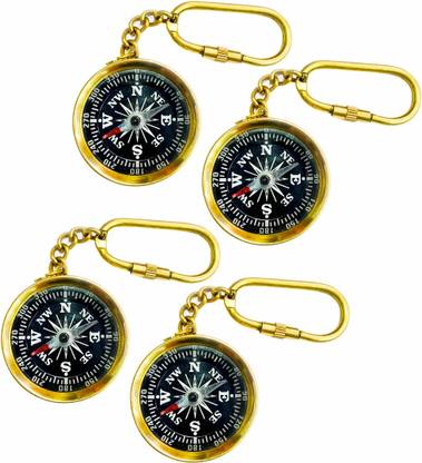 GOLA INTERNATIONAL Brass Magnetic Ditection Compass Keychain Pack of 4 Key Chain Key Chain