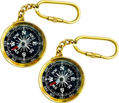 GOLA INTERNATIONAL Brass Magnetic Ditection Compass Keychain Pack of 2 Key Chain Key Chain