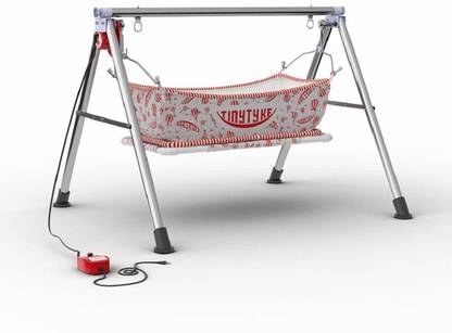 TinyTyke Baby's Auto Cradle Swing Ghodiyu with Indian Style Hammock Having Mosquito Net (Red)