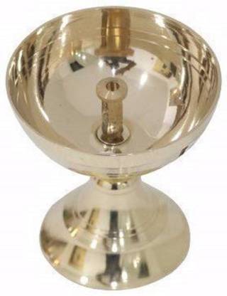 dorvik collections Brass Long Batti Deepak / Diya For Pooja / Puja Brass Table Diya