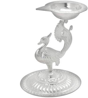 Reeva designs Silver Peacock Diva Silver Table Diya