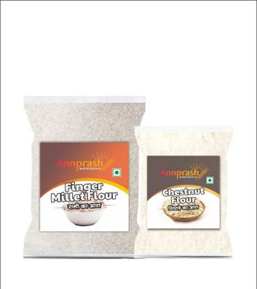 Annprash PREMIUM QUALITY FINGER MILLET FLOUR/ RAGI ATTA & CHESTNUT FLOUR/SINGHARA ATTA - 1.5KG ( FINGER MILLET FLOUR 1KG + CHESTNUT FLOUR 500GM)
