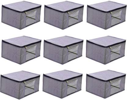 BAGS BEAUTY 100 gsm violet net design printed same design border sari cover packof9