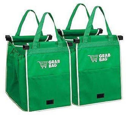 SUKHAD Grab Shopping Bag Foldable Tote Eco-Friendly Reusable Large Trolley Supermarket Large Capacity Bags Pack of 2 Grocery Bags