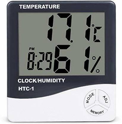 AWICLA Hygrometer Thermometer with Clock TEMP AND HUMIDITY METER All-in-One Digital Moisture Measurer