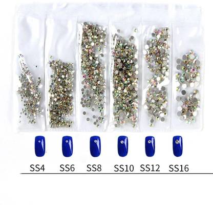 Shills Professional Glitter rhinestones for Nails art Crystal AB Clear Glass Stones 3D nail design Decoration Flatback nonhotfix rhinestone