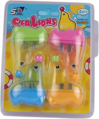 SEALIONS SCHOOL 4 DOUBLE PENCIL SHARPENER WITH SHAVING CONTAINER Sharpeners