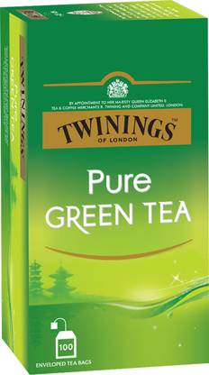 TWININGS Pure Green Tea, Perfectly Balanced & Refreshing Green Tea Bags Box