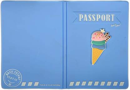 हाउस ऑफ क्वीन्स Waterproof Silicone Rubber 3D Cartoon Candy Color Passport Protector Cover, Travel Holder Case Organizer for Lady & Kids (Blue)