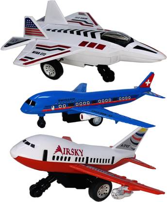 Giftary 3 Small Size Plastic Made Indian Miniature Model Raptor Aircraft Jet Toy + Passenger Plane Toy + Airsky Jet Toy For Children|Playing Toys For Babies Kids|Very Small Size|(3 Combo Offer)