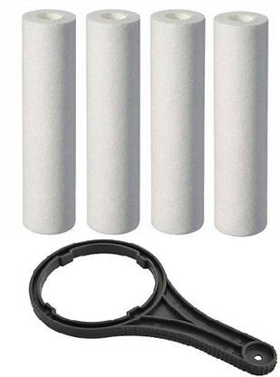 GE FILTRATION Spun Filter Candle 10inch /Outer Filter/Catridge filter with spanner/Compatible with all domestic water purifiers with wrench pack of 4 Solid Filter Cartridge