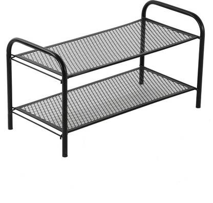 NHR Premium Quality, Powder Coated, 2 -Tier Mesh Shoe Rack Metal Shoe Stand