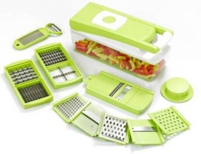 Uttam Ganesh 12 in 1 Multipurpose Vegetable & Fruit Cutter Slicer Grater With Unbreakable Container Vegetable & Fruit Grater & Slicer