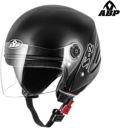 ABP S2 Leather Finish Motorsports ISI Mark Open Face Motorbike Helmet Black (Matte) Motorbike Helmet