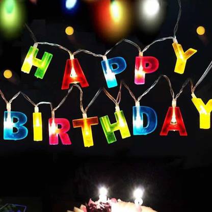 Vpllex Happy Birthday Lights -13 LED Letter Battery Operated String Lights Party Decorations, Multi color