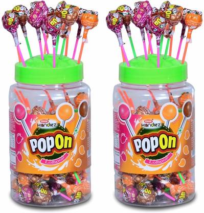 Mahak PopOn Lollipop jar (Pack of 2) Mango, Strawberry, Caramel Lollipop