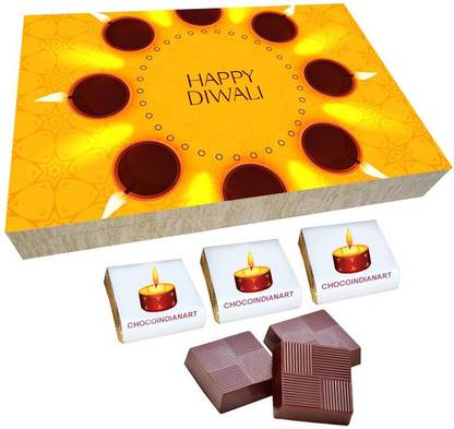 CHOCOINDIANART Decorative Happy Diwali, 12pcs Delicious Chocolate Gift Box, Truffles