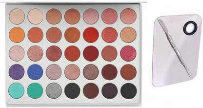 Miss Hot Morphe Cosmetics and Jaclyn Hill Eyeshadow Palette With Stainless Steel Makeup Mixing Blending Palette With Spatula