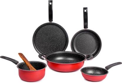 AE Maharani Non Stick 5 Pcs Set Induction Bottom Non-Stick Coated Cookware Set