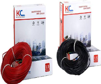 D'Mak KC Cab 1.5 sq mm Wire 90 Meter Coil (Red and Black,Pack of-2) 1.5 sq/mm Red, Black 90 m Wire