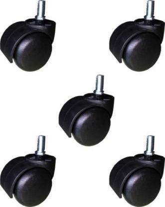 Bellveen Chair Wheel for Universal Standard Size Revolving Chairs Thread Grip Stem-(5 Pieces) Fixed Furniture Caster