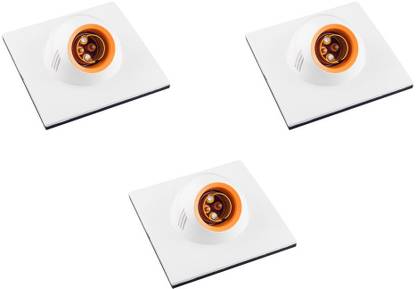 HI-PLASST (3 pcs) 5*5 Size Modular Angle Holder Poly-carbonate, Holder For Bulb for Home, Office, School, etc Pack of 3 Brass Light Socket