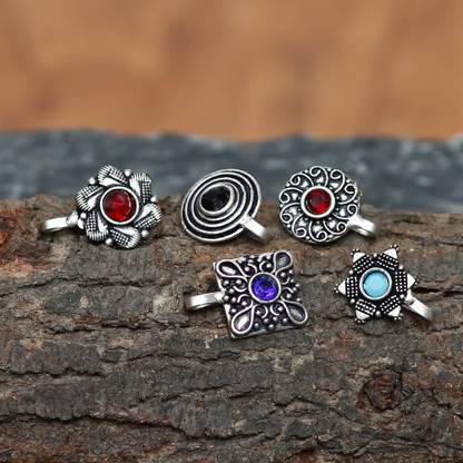 AHOORA ENTERPRISES Pearl Silver Plated Alloy Nose Stud