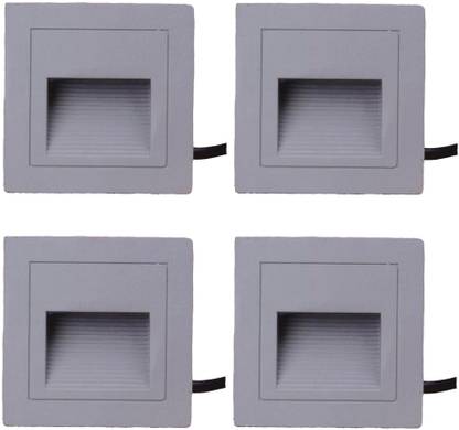 Prop It Up 3W Outdoor Led Step Light IP65 Aluminum Embedded Staircase Corner Lamp Waterproof Recessed Wall Stair Lamp Footlight (4p Grey Warm White) Flood Light Outdoor Lamp