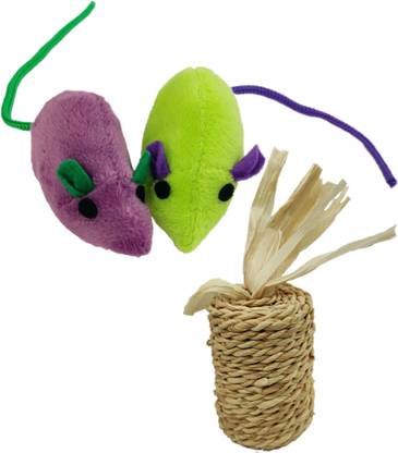 W9 Combo of Soft Plush Mouse and Sisal Rope Rattle Scratcher Molar Carrot Toy with for Cat Jute Training Aid For Cat