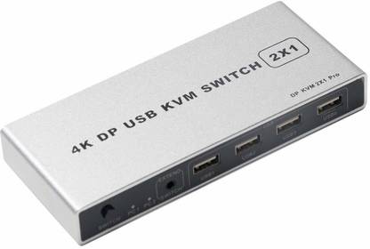 Tobo DisplayPort KVM 2x1 USB Switch 4K Dual Port Switch Plug &Play Switcher TD-510H Media Streaming Device