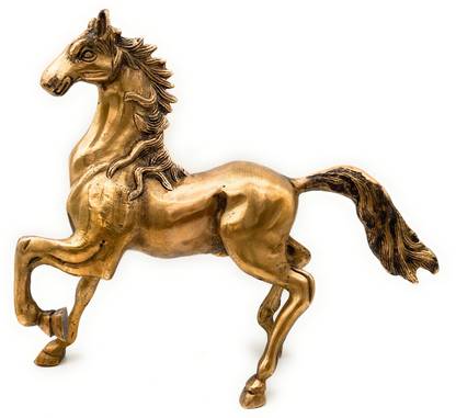 Bhunes Brass Horse Sculpture | Statue | Home Decor| Running Horse | Ghoda | Murti | Animal Showpeice | Murthi Decorative Showpiece  -  28 cm