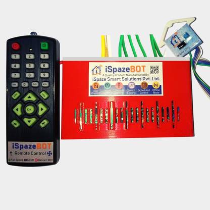 iSpaze Smart Solutions IOT Based 8 Node Home Automation Kit With 1 Fan Speed Regulator (Android App/Remote/Voice & Scheduled Control) Smart Switch