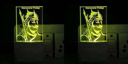 Dazzlers The maharana pratap 3D Illusion Night Lamp Comes with 7 Multicolor and 3D Illusion Design Suitable for Room,Drawing Room,Lobby(PACK OF 2) Night Lamp