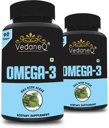 VedaneQ Vegan Omega-3 Supplement Fish Oil Alternative! Algae Omega 3 Supplement Pack of 2