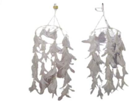 SHAIN SHA HANDICRAFT Main Karane Work White Dream Catcher Wall Hanging Feathers - Set Of 2 Pack of 2