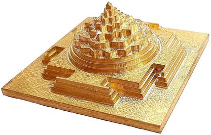 RUDRA DIVINE Rudradivine Maha Meru Shri Yantra 3D Meru Shri Yantra with Gold Plated and Accurate Cutting (Size-1.5x1.5 inch) 100 Gram Brass, Copper Yantra
