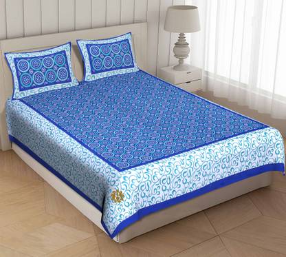 sultan 180 TC Cotton Double Jaipuri Prints Flat Bedsheet