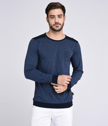 Color Block Men Dark Blue, Black T 