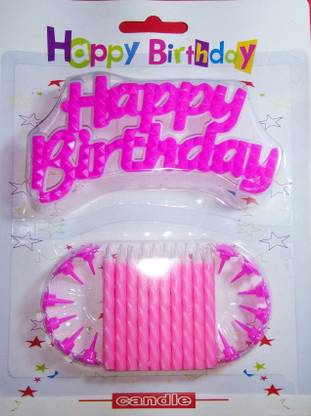 PATRA Pink Happy Birthday Candle 20 pcs with top tag Candle