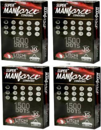 MANFORCE Litchi Flavoured - 1500 Dots Combo 4 (Concealed/Confidential Packaging) Condom