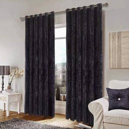 Dashing Fabrics 213.36 cm (7 ft) Velvet Blackout Door Curtain (Pack Of 2)