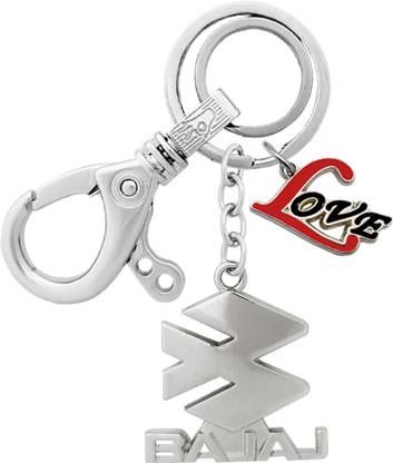 MGP FASHION Full Silver Bajaj Logo Metal Cartoon Cute love Couple Pendant for Car Bike Men Women Keyring Carabiner Compatible with Bike Key Chain Locking Hook Also For Gifting Key Chain