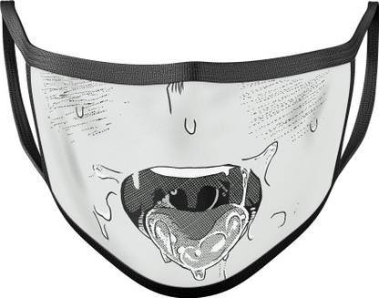 ComicSense Re-Usable Unisex Ahegao Anime Printed Free Size Cotton Mask Washable, Reusable Cloth Mask