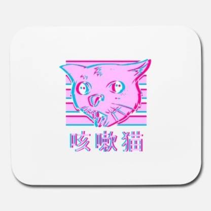 SKY DOT coughing cat meme funny ugly cat meme vaporwave mouse pad Non Slip Base Mousepad