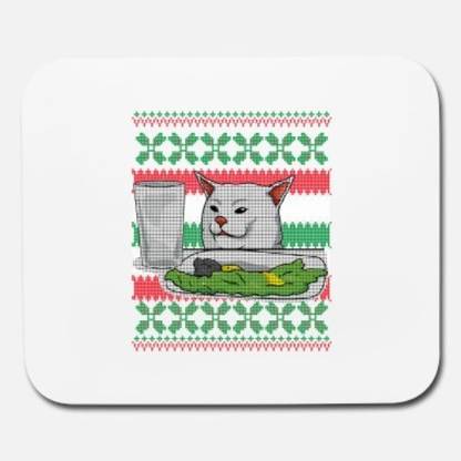 SKY DOT cat meme ugly christmas sweater mouse pad Non Slip Base Mousepad