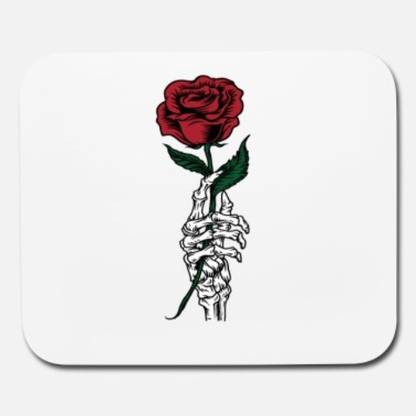 SKY DOT red rose skeleton hand mouse pad Non Slip Base Mousepad