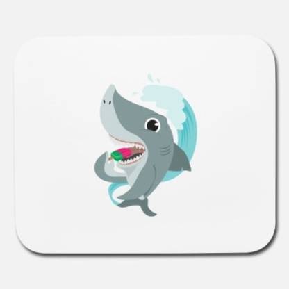 SKY DOT shark eating ice lolly summer kids funny gift idea mouse pad Non Slip Base Mousepad