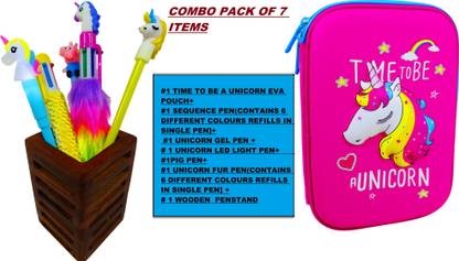 पोक्सी TIME TO BE A UNICORN EVA POUCH यूनिकॉर्न डिज़ाइन आर्ट EVA पेंसिल बॉक्स