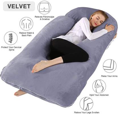 Angel Mommy J Shape Microfibre Solid Pregnancy Pillow Pack of 1